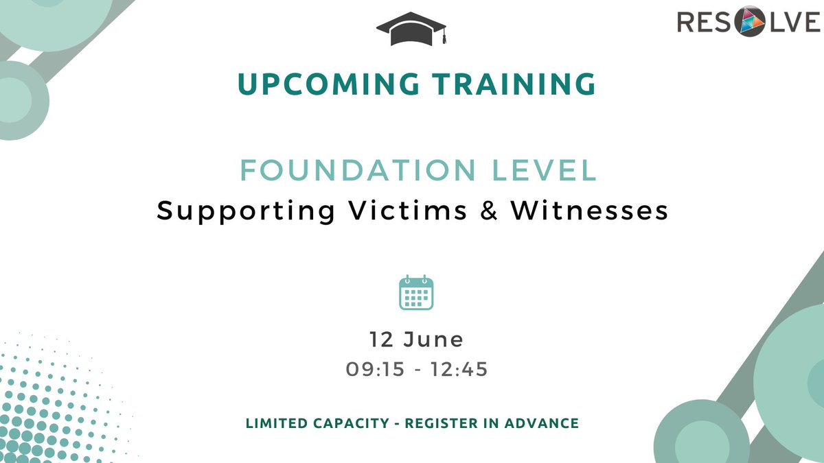 Are you meeting the consumer standards in supporting victims &amp; witnesses? 

👉resolveuk.org.uk/book-training/…

Join this half day course to review and enhance your current services. Learn best practice to effectively support victims and witnesses of ASB, empowering them to feel listened