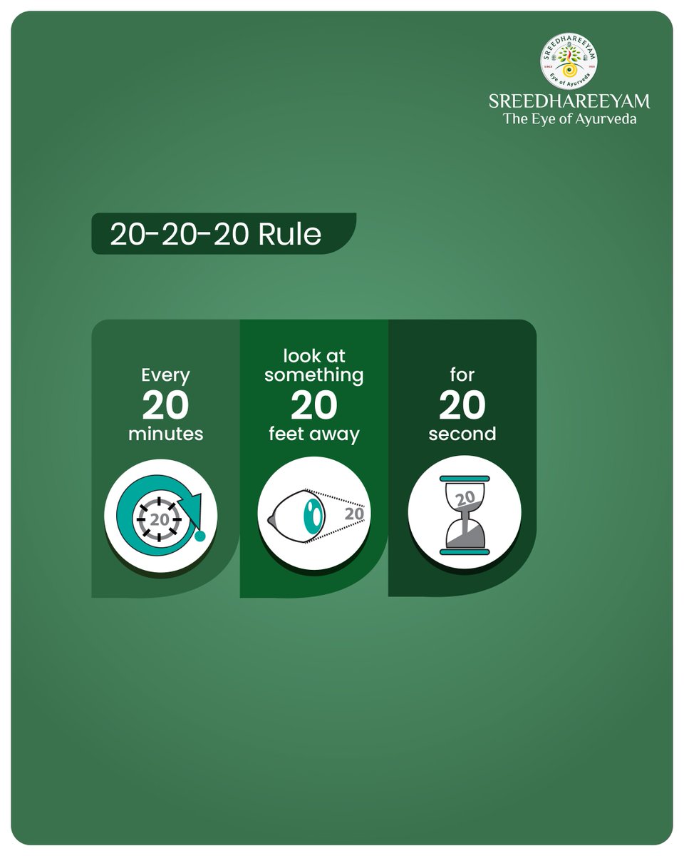 AyurvedicEye's tweet image. 👀 In today’s screen-heavy world, your eyes deserve more care than ever.
Swipe through for simple, effective ways to maintain healthy vision naturally. 🌿✨
Let your eyes rest, reset, and rejuvenate with Ayurvedic wisdom.

#Sreedhareeyam  #EyeCareTips #DigitalEyeStrain