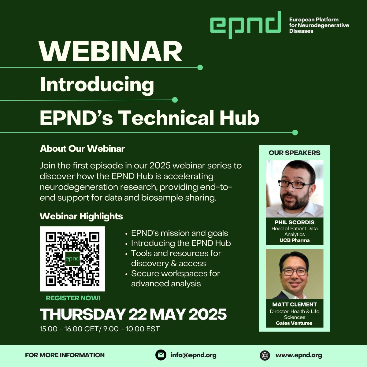 Reminder: Join the first 2025 #EPND webinar tomorrow (22 May, 3-4pm CET)

➡️ Discover how the EPND Hub enables access to 100+ neurodegeneration studies
➡️ Learn how EPND's resources and tools can support your research
💬 Live Q&amp;A

Register now! us02web.zoom.us/meeting/regist…