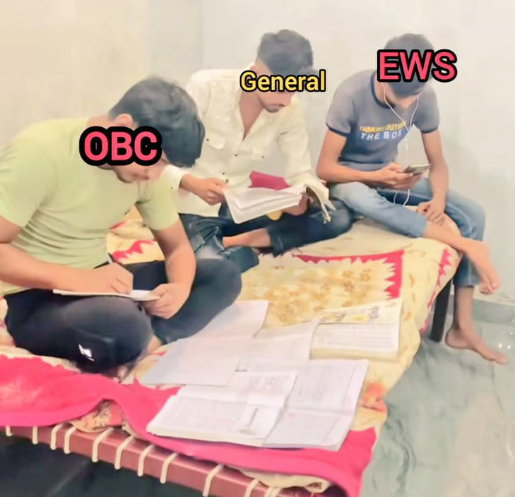 आज के समय की सच्चाई यही है!

27% OBC आरक्षण को बढ़ाकर 52% किया जाये. आबादी आधारित आरक्षण आज के समय की मांग है! 

EWS को सरकारी नौकरी बाटने के लिये सभी भर्तियों मे OBC की कट ऑफ ज्यादा कर दी गयी है!
<a href="/masijeevi/">Vijender Chauhan</a> <a href="/DrLaxman_Yadav/">Dr. Laxman Yadav</a>