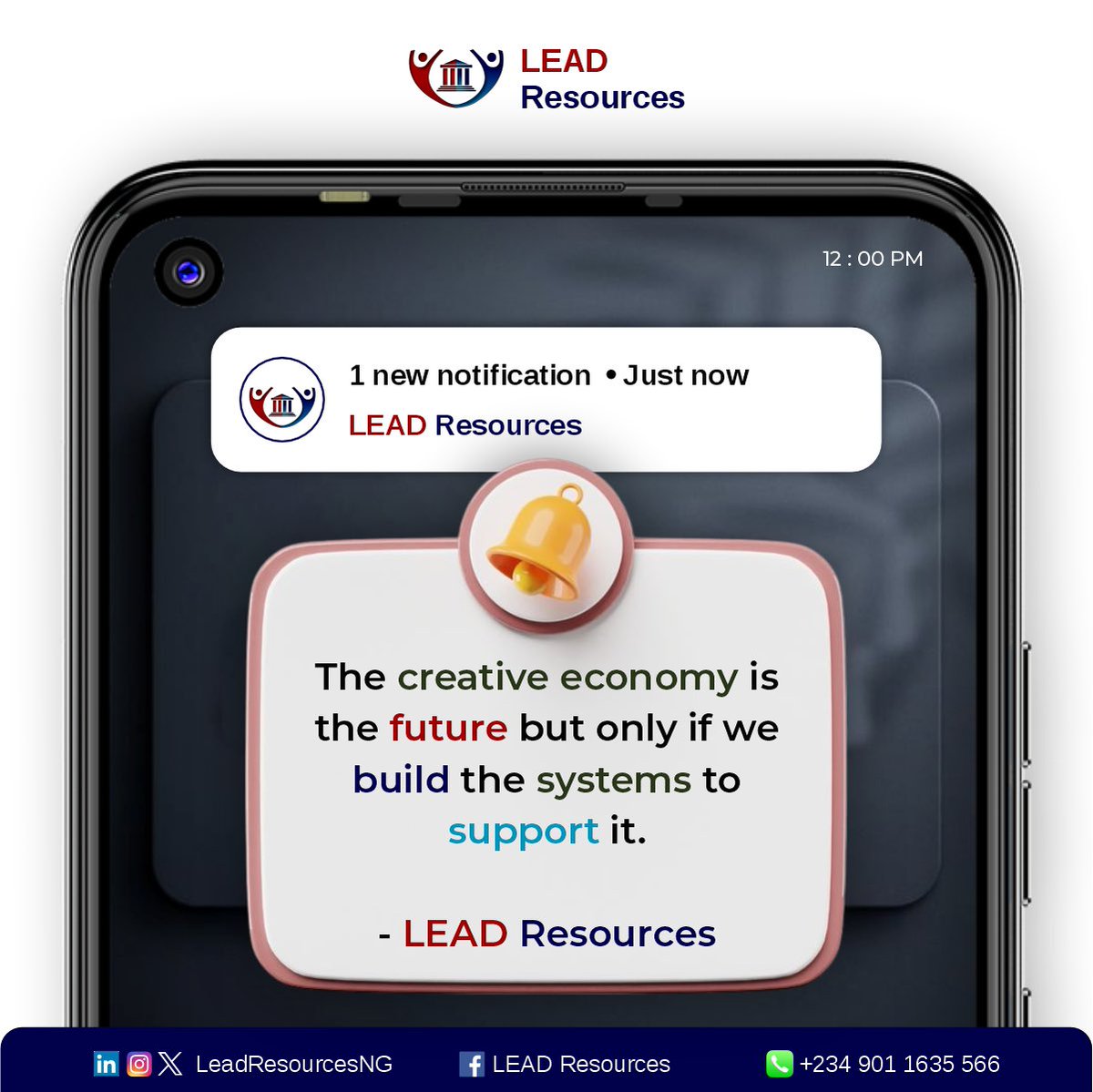 LeadResourcesNG's tweet photo. It’s more than culture, it’s commerce.
Our next big win won’t come from oil, but from ideas, innovation, and raw talent.

The future belongs to creators and Nigeria is brimming with them.

 #Creativeeconomy #Leadresources #Africa #Innovation #Creatives #government https://t.co/N67YKmopfm