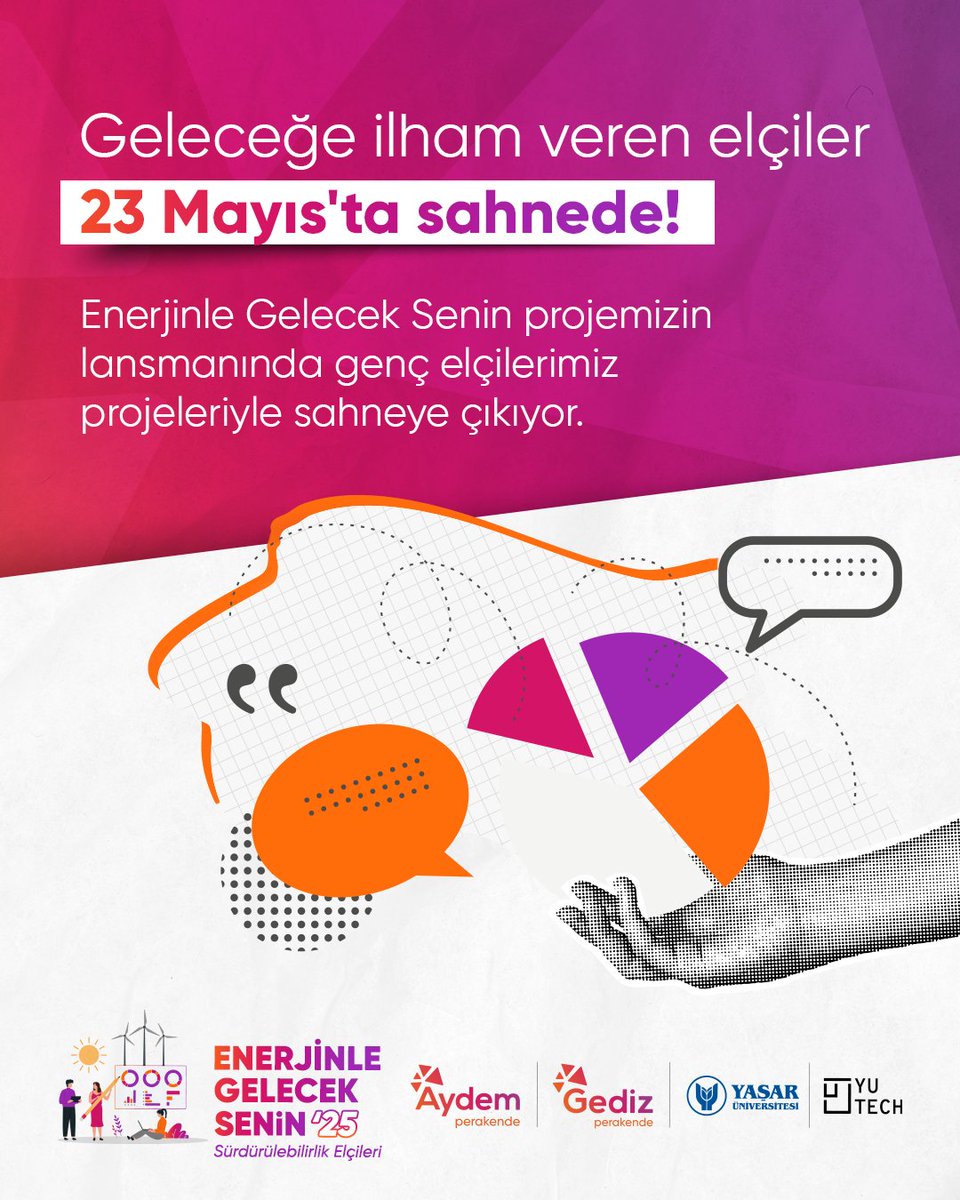 20 öğrenciyle çıktığımız bu yolculukta, şimdi 100 öğrenci ve 50’ye yakın öğretmenimizle büyük buluşma için gün sayıyoruz.

5 farklı şehirden gelen genç elçilerimiz, sürdürülebilirlik temalı inovatif projelerini, yetkin konukların ve paydaşların katılımıyla sunmaya hazırlanıyor.