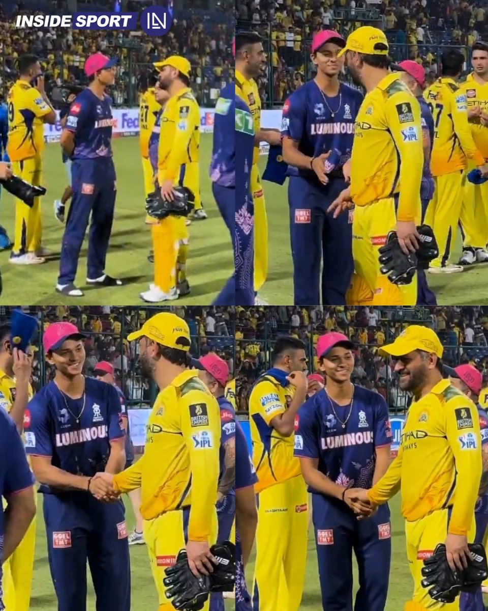 InsideSportIND's tweet photo. Yashasvi Jaiswal taking valuable tips from MS Dhoni🤩💓
#rajasthanroyals❤️ #yashasvijaiswal
#jaiswal #chennai #chennaisuperkings #csk #iplhistory #IPL #ipl2025 #iplfans #msdian #msdians #msdhoni #dhoni #dhonifans https://t.co/4ue4ojPSA2