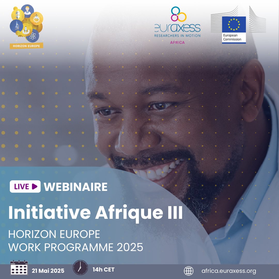 EURAXESS Africa (@euraxessafrica) on Twitter photo Rejoignez-nous aujourdโhui pour la premiรจre session officielle de lโ๐๐ง๐ข๐ญ๐ข๐๐ญ๐ข๐ฏ๐ ๐๐๐ซ๐ข๐ช๐ฎ๐ ๐๐๐ !
๐
21 mai 2025
๐ 14h00 (heure de Bruxelles)
๐En ligne
๐ euraxess.ec.europa.eu/worldwide/afriโฆ
#EUGlobalApproach #EUAFrica #HorizonEU #Recherche #Innovation #EURAXESS Rejoignez-nous aujourdโhui pour la premiรจre session officielle de lโ๐๐ง๐ข๐ญ๐ข๐๐ญ๐ข๐ฏ๐ ๐๐๐ซ๐ข๐ช๐ฎ๐ ๐๐๐ !
๐
21 mai 2025
๐ 14h00 (heure de Bruxelles)
๐En ligne
๐ euraxess.ec.europa.eu/worldwide/afriโฆ
#EUGlobalApproach #EUAFrica #HorizonEU #Recherche #Innovation #EURAXESS