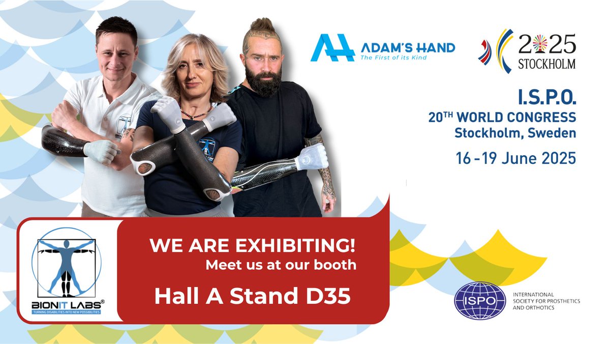 BionIT Labs (@adams_hand_) on Twitter photo Our team, our users, our #technology – all live at <a href="/ISPO_int/">ISPO International</a> 2025 in #Stockholm... 🦾🚀 Are you ready? Save the date: June 16–19, Hall A, Stand D35.
📩info@bionitlabs.com for details!
#AdamsHand #BionITLabs #BionicHand #Amputee #LimbDifference #LimbLoss #Robotics #OandP Our team, our users, our #technology – all live at <a href="/ISPO_int/">ISPO International</a> 2025 in #Stockholm... 🦾🚀 Are you ready? Save the date: June 16–19, Hall A, Stand D35.
📩info@bionitlabs.com for details!
#AdamsHand #BionITLabs #BionicHand #Amputee #LimbDifference #LimbLoss #Robotics #OandP