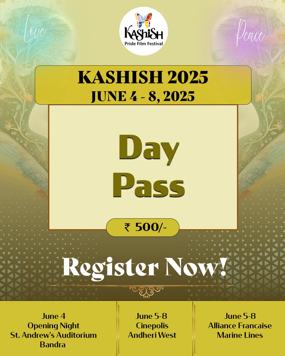 KashishFilmFest's tweet photo. Weekend &amp; Day Passes Are LIVE! 🎟️
#KASHISH2025 now offers flexible passes so you can join us for the days that work for YOU! 
Register here: https://t.co/aCoH6HcfBc
#WeekendPasses #DayPasses #QueerCinema #LGBTQIA #LoveEqualsPeace https://t.co/WiiMl2bY0A