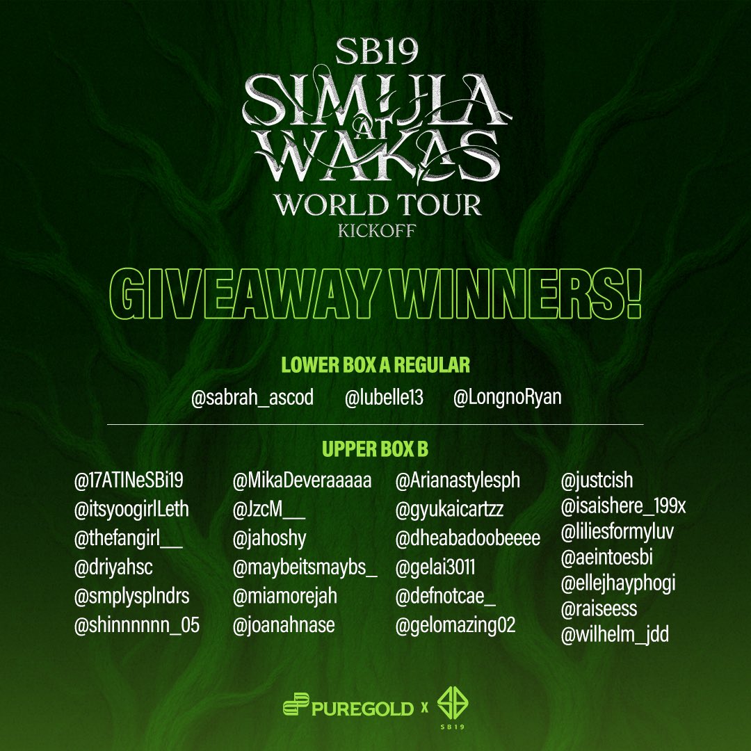 Sobrang PANALO ng entries niyo, mga Ka-Puregold! 🤩

Congratulations sa lahat ng ating lucky winners sa #PuregoldxSB19SaWGiveaway! 

Please check your DMs on how to claim your tickets! ☺️

See you sa concert, mga inaanak!

#SaWWorldTour #SaWWorldTourKickoff