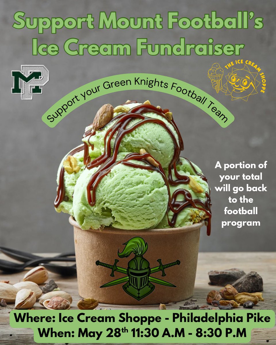 Mount Pleasant HS (DE) Football (@greenknightsfb) on Twitter photo Don’t forget to save the date for our comping fundraiser. Drop a note to let us know you’ll be there supporting the team! <a href="/MPGreenKnights/">Mount Pleasant High School</a> #icecream #fundraiser #football #hsfootball #tagafriend #whoscoming #GreenKnightsALLin Don’t forget to save the date for our comping fundraiser. Drop a note to let us know you’ll be there supporting the team! <a href="/MPGreenKnights/">Mount Pleasant High School</a> #icecream #fundraiser #football #hsfootball #tagafriend #whoscoming #GreenKnightsALLin