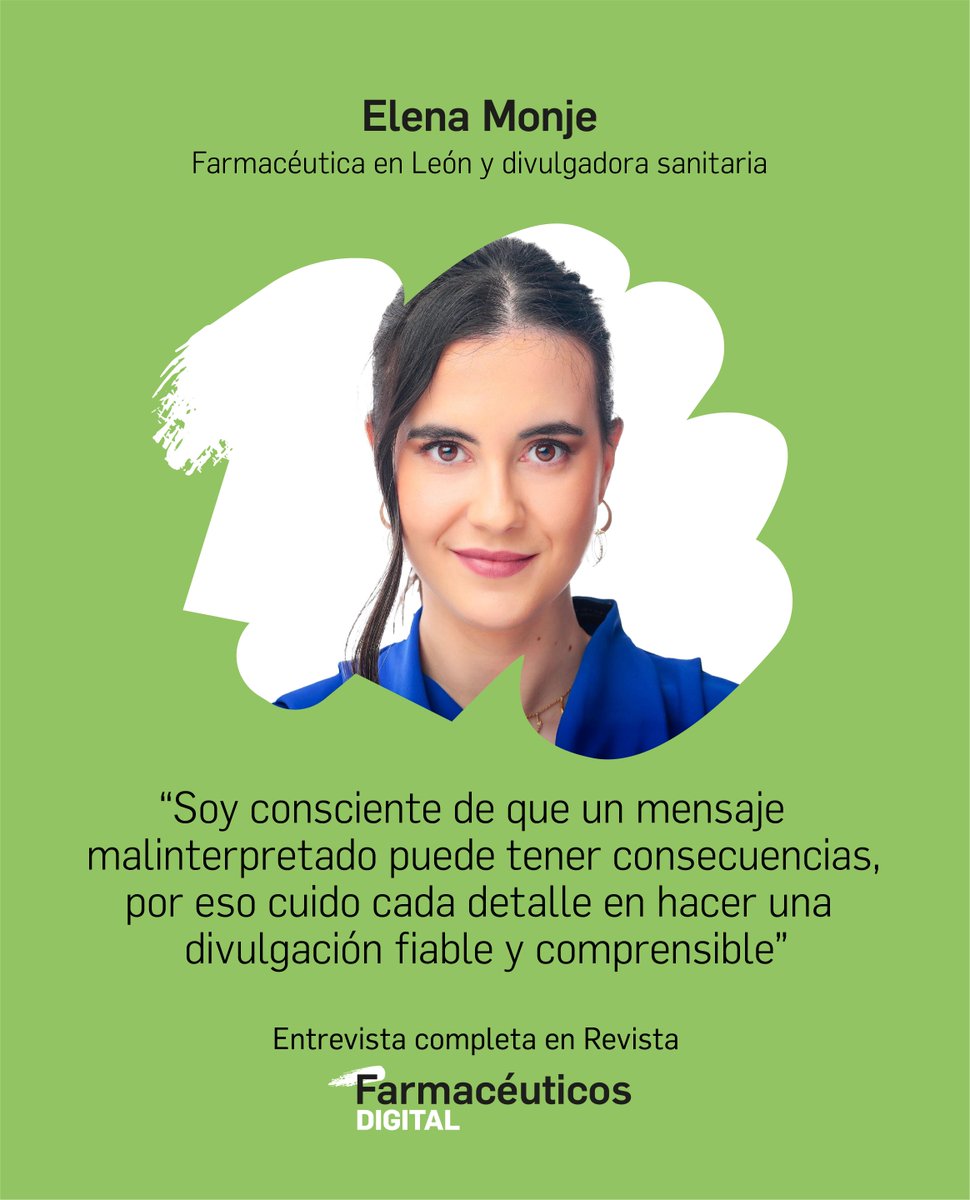 COF Las Palmas (@coflaspalmas) on Twitter photo "Soy consciente de que un mensaje malinterpretado puede tener consecuencias, por eso cuido cada detalle en hacer una divulgación fiable y comprensible" 
Accede a la entrevista con Elena Monje farmacéutica de León ➡️ farmaceuticos.com/revista/histor…
#RevistaFarmacéuticos "Soy consciente de que un mensaje malinterpretado puede tener consecuencias, por eso cuido cada detalle en hacer una divulgación fiable y comprensible" 
Accede a la entrevista con Elena Monje farmacéutica de León ➡️ farmaceuticos.com/revista/histor…
#RevistaFarmacéuticos