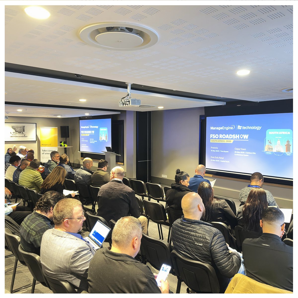 Site24x7's tweet image. Thanks, South Africa, for the amazing energy at the #FSORoadshow!

We had great conversations on AI, proactive IT strategies, and the power of Full-Stack Observability with Site24x7.

#Site24x7 #AIOps #ITManagement