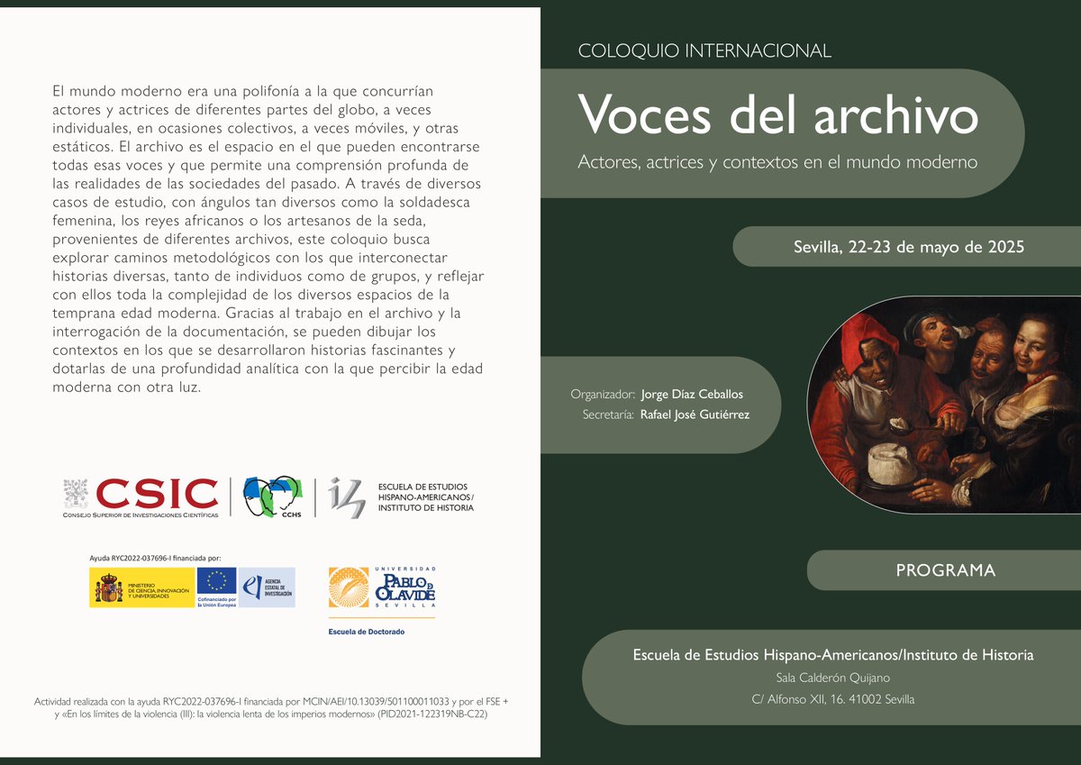 El jueves 22 el profesor Tomás Mantecón impartirá la conferencia de apertura del Coloquio internacional «Voces del archivo»:  “Oír (y escuchar) las voces del pasado (y del presente) para explicar la historia de la violencia”. Se podrá acceder desde la web: gmundus.unican.es/conferencia-de…