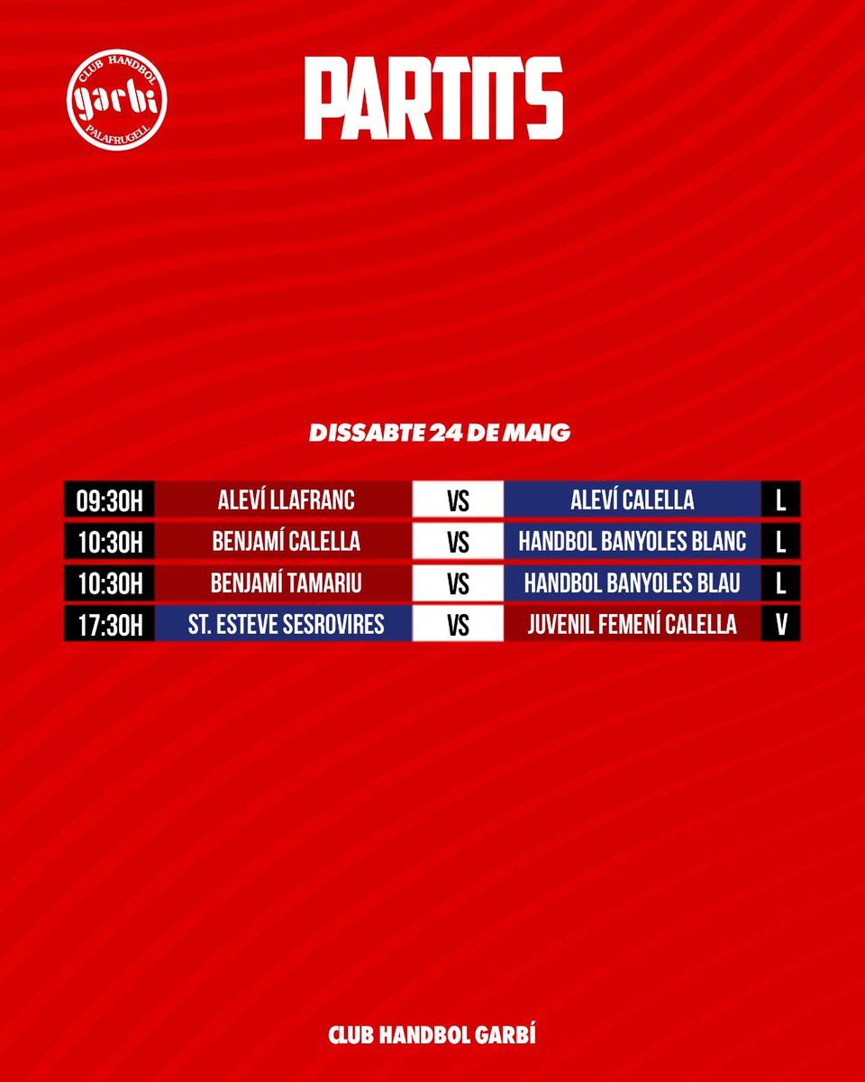 PARTITS DEL CAP DE SETMANA 🤾‍♀️🤾‍♂️

#jnf2
#SíSíSíGarbí
#mésqueunclubunagranfamília