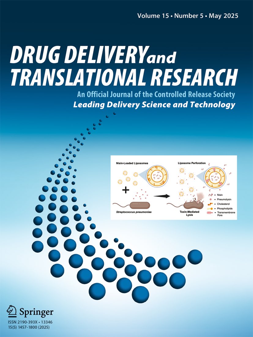 Drug Delivery and Translational Research (@ddtremedia) on Twitter photo Check out the May 2025 Issue of <a href="/DDTReMedia/">Drug Delivery and Translational Research</a> (EiC @MariaJ_Alonso), an official journal of <a href="/CRSScience/">Controlled Release Society</a>!
link.springer.com/journal/13346/…
<a href="/CRS_FG_BioEng/">CRS Focus Group-BioEng</a> <a href="/CRS_FG_Gene/">CRS Focus Group - Gene Delivery and Gene Editing</a> <a href="/CRS_FG_Immuno/">CRS Immuno Delivery</a> <a href="/CRS_FG_NANO/">CRS NANO</a> <a href="/CRS_FG_Ocular/">CRS Focus Group - Ocular Delivery</a> <a href="/CRS_FG_Oral/">CRS Oral Delivery Focus Group</a> <a href="/CRS_FG_SkinMuco/">CRS Focus Group - Skin and Mucosal Delivery</a> <a href="/CRS_FG_Nervous/">CRS Nervous System Delivery</a> <a href="/CRS_YSC/">Young Scientist Committee YSC-CRS</a> #DrugDelivery Check out the May 2025 Issue of <a href="/DDTReMedia/">Drug Delivery and Translational Research</a> (EiC @MariaJ_Alonso), an official journal of <a href="/CRSScience/">Controlled Release Society</a>!
link.springer.com/journal/13346/…
<a href="/CRS_FG_BioEng/">CRS Focus Group-BioEng</a> <a href="/CRS_FG_Gene/">CRS Focus Group - Gene Delivery and Gene Editing</a> <a href="/CRS_FG_Immuno/">CRS Immuno Delivery</a> <a href="/CRS_FG_NANO/">CRS NANO</a> <a href="/CRS_FG_Ocular/">CRS Focus Group - Ocular Delivery</a> <a href="/CRS_FG_Oral/">CRS Oral Delivery Focus Group</a> <a href="/CRS_FG_SkinMuco/">CRS Focus Group - Skin and Mucosal Delivery</a> <a href="/CRS_FG_Nervous/">CRS Nervous System Delivery</a> <a href="/CRS_YSC/">Young Scientist Committee YSC-CRS</a> #DrugDelivery