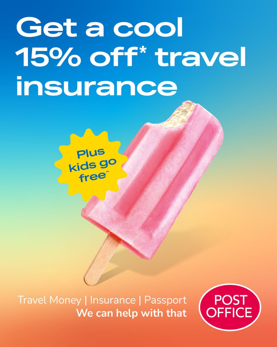 Get holiday ready with a great deal this summer, exclusively available in branch. Offer valid until 5 October 2025. 

*Terms and conditions apply, find out more in branch. ^Children must be under 18 and have no pre-existing health conditions.