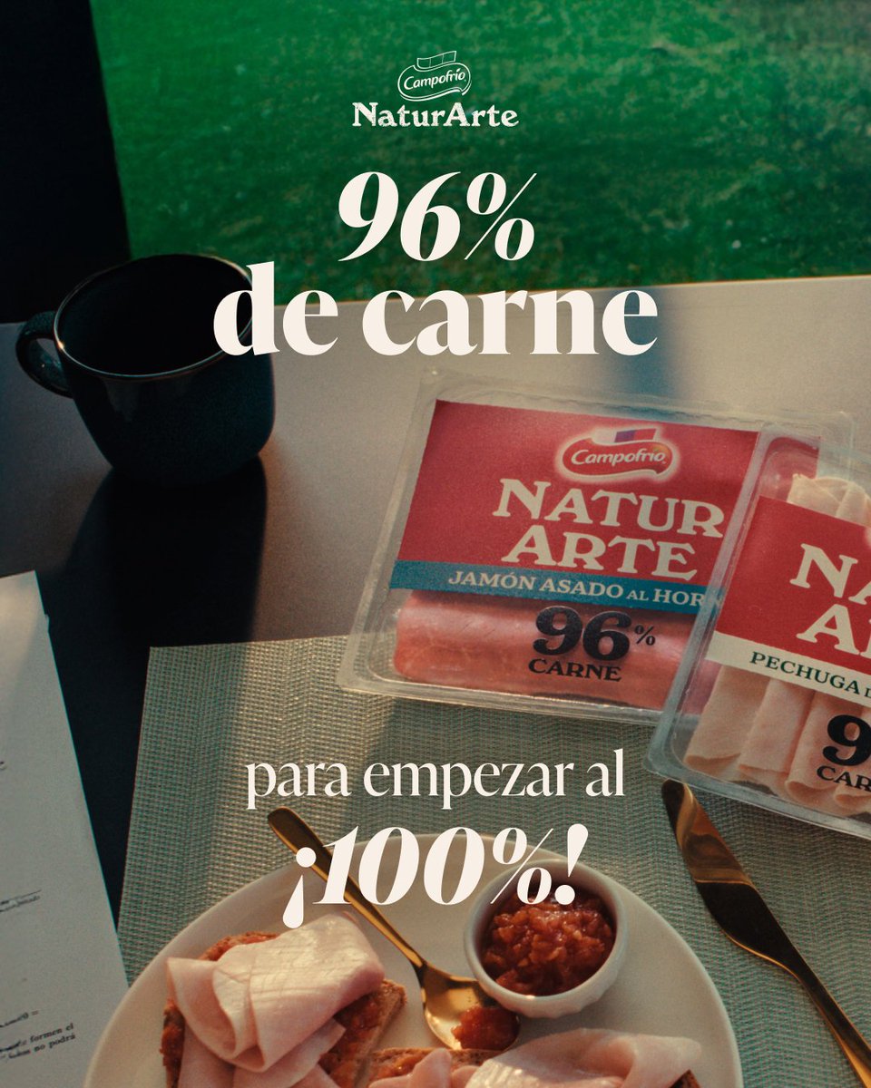 Hay porcentajes que no pueden faltar en tus desayunos, como el 96% de carne de #CampofríoNaturArte en lonchas🍽️🌞¿Qué más sueles desayunar para estar al 100%?