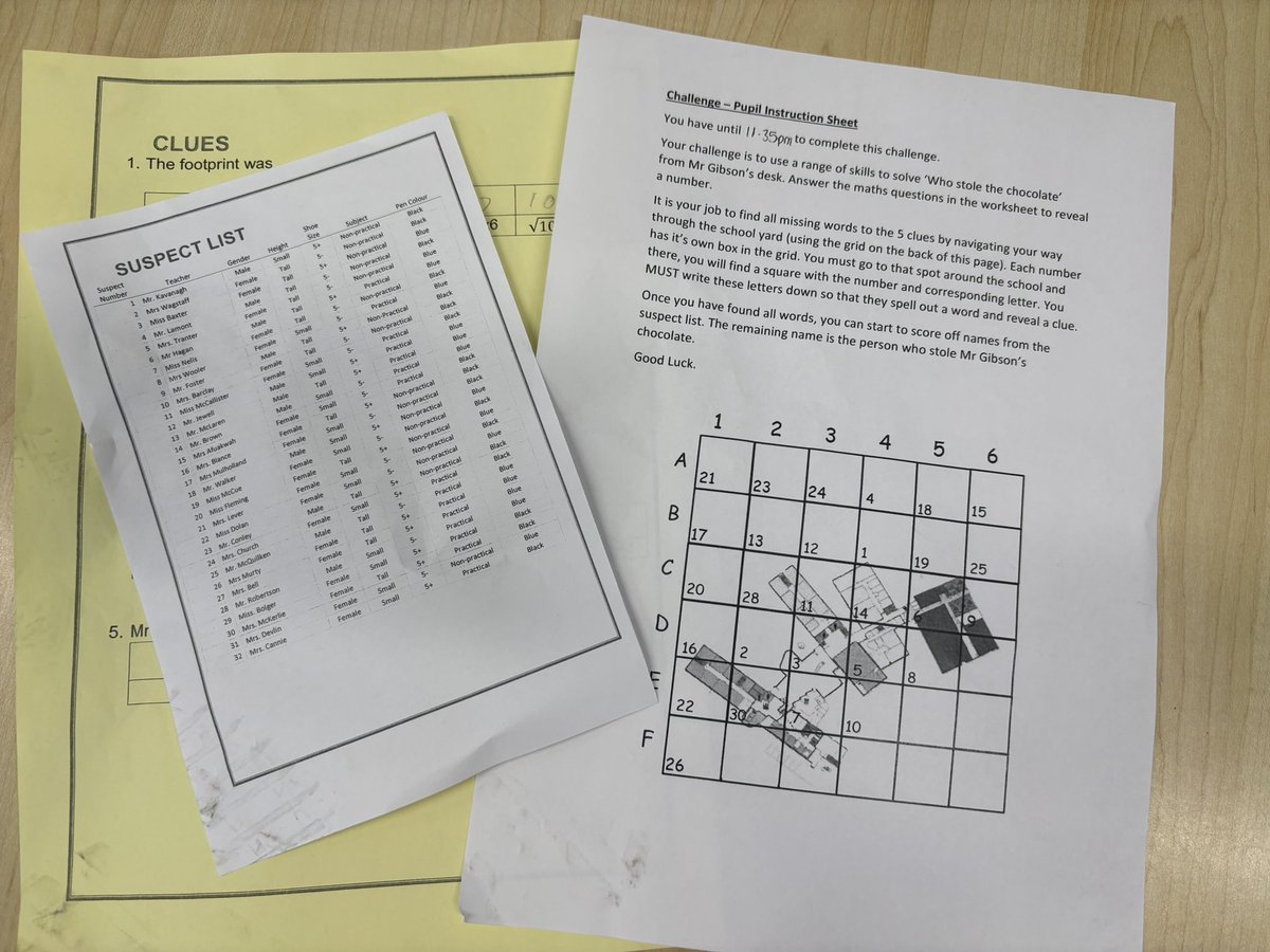 Clydeview Maths Dept. (@clydeviewmaths) on Twitter photo Maths isn’t just for the classroom...
Our numeracy orienteering trail is LIVE!
Pupils are solving maths clues at checkpoints all around the school grounds.
Who stole Mr Gibson’s chocolate 👀
<a href="/clydeview_a/">Clydeview Academy</a>
#NationalNumeracyDay #InvNum Maths isn’t just for the classroom...
Our numeracy orienteering trail is LIVE!
Pupils are solving maths clues at checkpoints all around the school grounds.
Who stole Mr Gibson’s chocolate 👀
<a href="/clydeview_a/">Clydeview Academy</a>
#NationalNumeracyDay #InvNum