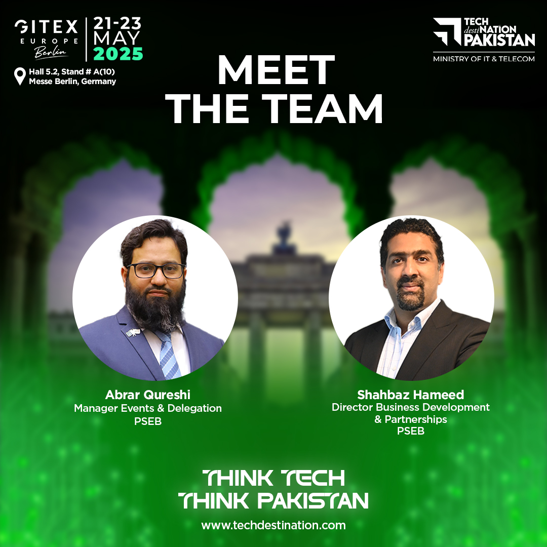 Behind every big idea is a passionate team.

Get to know the changemakers leading Pakistan’s tech journey at GITEX Europe 2025 — powered by the vision and support of the Ministry of IT and Telecommunications.

📷 Hall 5.2, Stand # A(10)
📷 21–23 May 2025 | Messe Berlin, Germany