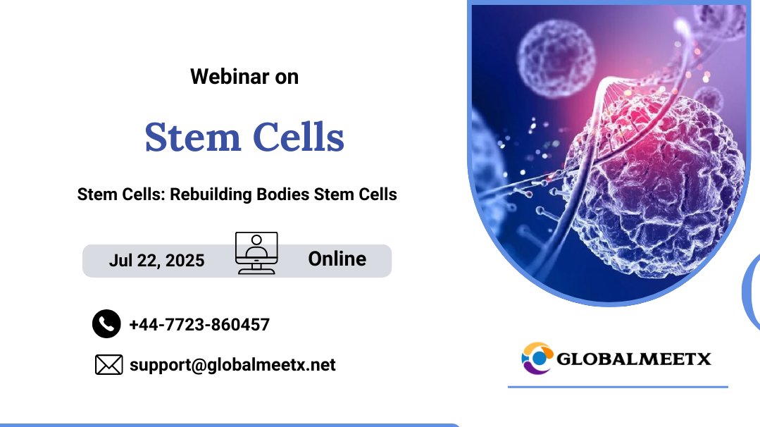 GlobalMeetx's tweet photo. Calling for abstracts!
Do you have groundbreaking insights, research or techniques to share? 
Join us at #Webinar on #Stem Cells, happening on   Jul 22, 2025 as a virtual event.
Submit your abstract- https://t.co/9XLWf46tDE
#tissuescience #regenerativemedicine #Stem Cells https://t.co/OsLvPuW8Sk