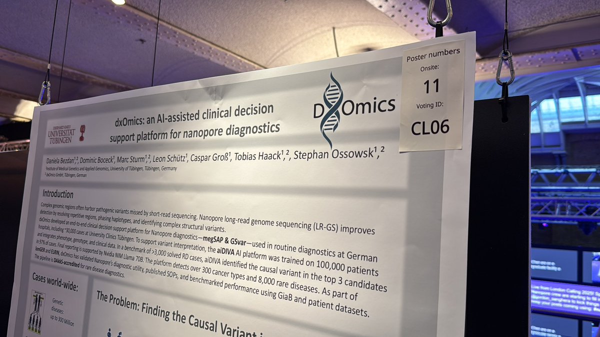 Daniela Bezdan (@daniela_bezdan) on Twitter photo Visit poster #11 at London Calling!
Daniela Bezdan & Stephan Ossowski present our long-read diagnostic pipeline—AI-supported, hospital-tested, and powered by nanopore sequencing.
A joint effort by UKT Tübingen & dxOmics.
#nanoporeconf <a href="/nanopore/">Oxford Nanopore</a> <a href="/NanoporeConf/">Oxford Nanopore Events</a> Visit poster #11 at London Calling!
Daniela Bezdan & Stephan Ossowski present our long-read diagnostic pipeline—AI-supported, hospital-tested, and powered by nanopore sequencing.
A joint effort by UKT Tübingen & dxOmics.
#nanoporeconf <a href="/nanopore/">Oxford Nanopore</a> <a href="/NanoporeConf/">Oxford Nanopore Events</a>