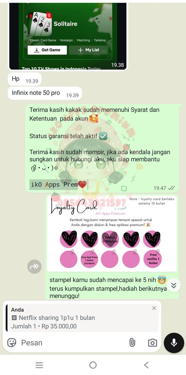 Netflix murah bergaransi aman murce wtb wts, dapat stampel loyalty card untuk yang order bulanan, banyak rewardsnya loh, mari order 🤗❣️

#zonauang #zonajajan #zonaba