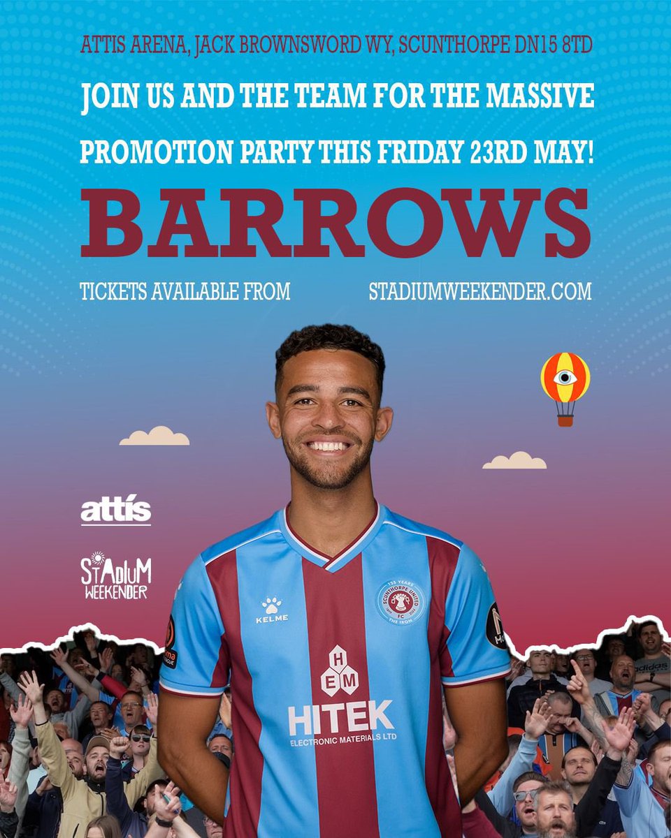 Ross Barrows (@rossbarrows) on Twitter photo Promotion Party! See you all there #UTI
We are going up! ๐๐ฎโ๐จ <a href="/SUFCOfficial/">Scunthor(P)e United FC</a> Promotion Party! See you all there #UTI
We are going up! ๐๐ฎโ๐จ <a href="/SUFCOfficial/">Scunthor(P)e United FC</a>