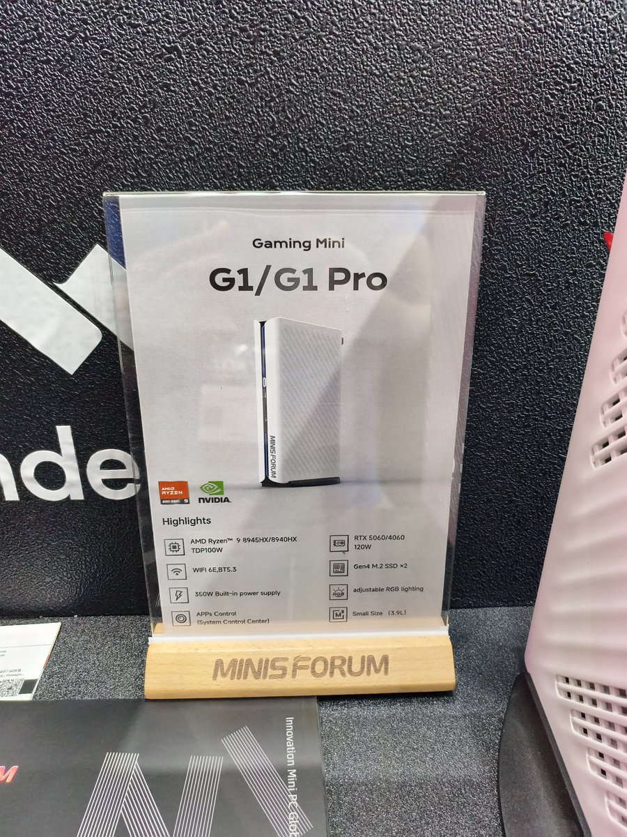TechTabletscom's tweet image. The new Gaming Mini G1 and G1 Pro coming soon from Minisforum @Hi_MINISFORUM Power by a beastly 16 core 8945HX chipset, 5200 Sodimm X 2, pcie 4.0 X 2 and desktop RTX 5070 2 slot upgradable GPU. It has a built in 330W PSU #COMPUTEX2025 #MinisForum I&apos;m uploading a short on it now.