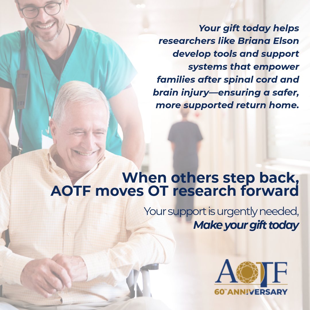 AOTF’s STRIDE Mentored Research Scholarship supports Briana Elson’s work helping care partners navigate rehab-to-home transitions. 

💙 Donate today to fuel more OT research: aotf.org/Support

#OTResearch #STRIDE #AOTF #CarePartners