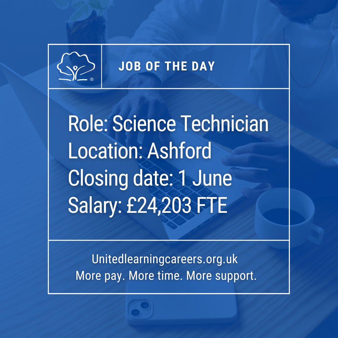 📣 Job of the day 📣 

We are looking to appoint a Science Technician.

If this could be you, find out more and apply now: ow.ly/8Hg050VUNs0

#JobOfTheDay #NowHiring #JobSearch #Hiring #Vacancy #ApplyNow #Education #OpenToWork #Jobs2Apply4 #JOTD