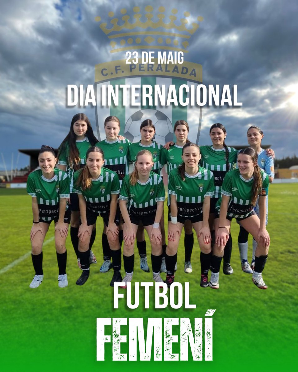 CFPeralada's tweet photo. 𝗙𝗲𝗺𝗲𝗻í 🟢
💚⚽️ Dia Internacional del Futbol Femení ⚽️💚
Avui celebrem les que lluiten, somien i fan gran aquest escut.
💪 Elles són present i futur!
🙋♀️ Orgull Peralada. Orgull femení.
#FutbolFemení #DiaInternacional #SomPeralada #cfpfemení #FuturVerd #OrgullVerd https://t.co/Pla7Wn2WjO