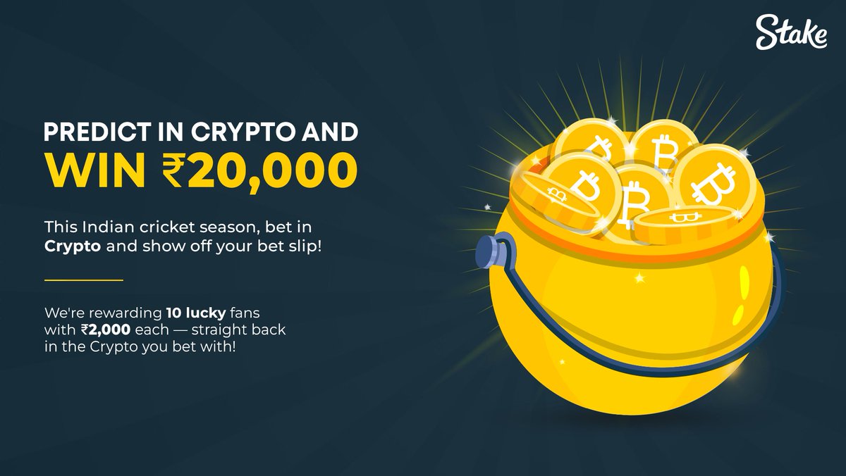 StakeIND's tweet photo. 🚨 PREDICT. FLEX. WIN!

Placed your cricket season bets in Crypto? 
Show off your bet slip, and you could WIN ₹2,000 in the same Crypto you played with!

🔥 10 randomly picked winners. Endless bragging rights.

Are you game? 🏏💰

How to participate:
✅ Share your betslip, bet ID and Stake username
✅ Bets must be placed using Crypto
✅ Bets must be placed on or after 1st May

Let’s see who’s playing smart! 🚀