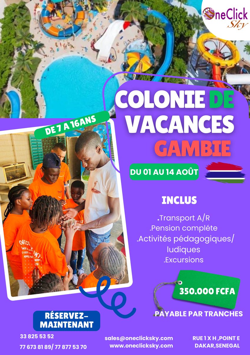 OneclickSky's tweet photo. Tous Ensemble  en Gambie 🇬🇲 
Aventure, pédagogie, amitié, Fun...Ça c'est ONECLICKSKY

 ☀️ Offrez à vos enfants des vacances inoubliables avec notre colonie.... 

 #ONECLICKSKY
#VacancesEnfants #ColonieDeVacances #Gambie #AmisPourLaVie #AventureEnFamille https://t.co/KroVNczs8g