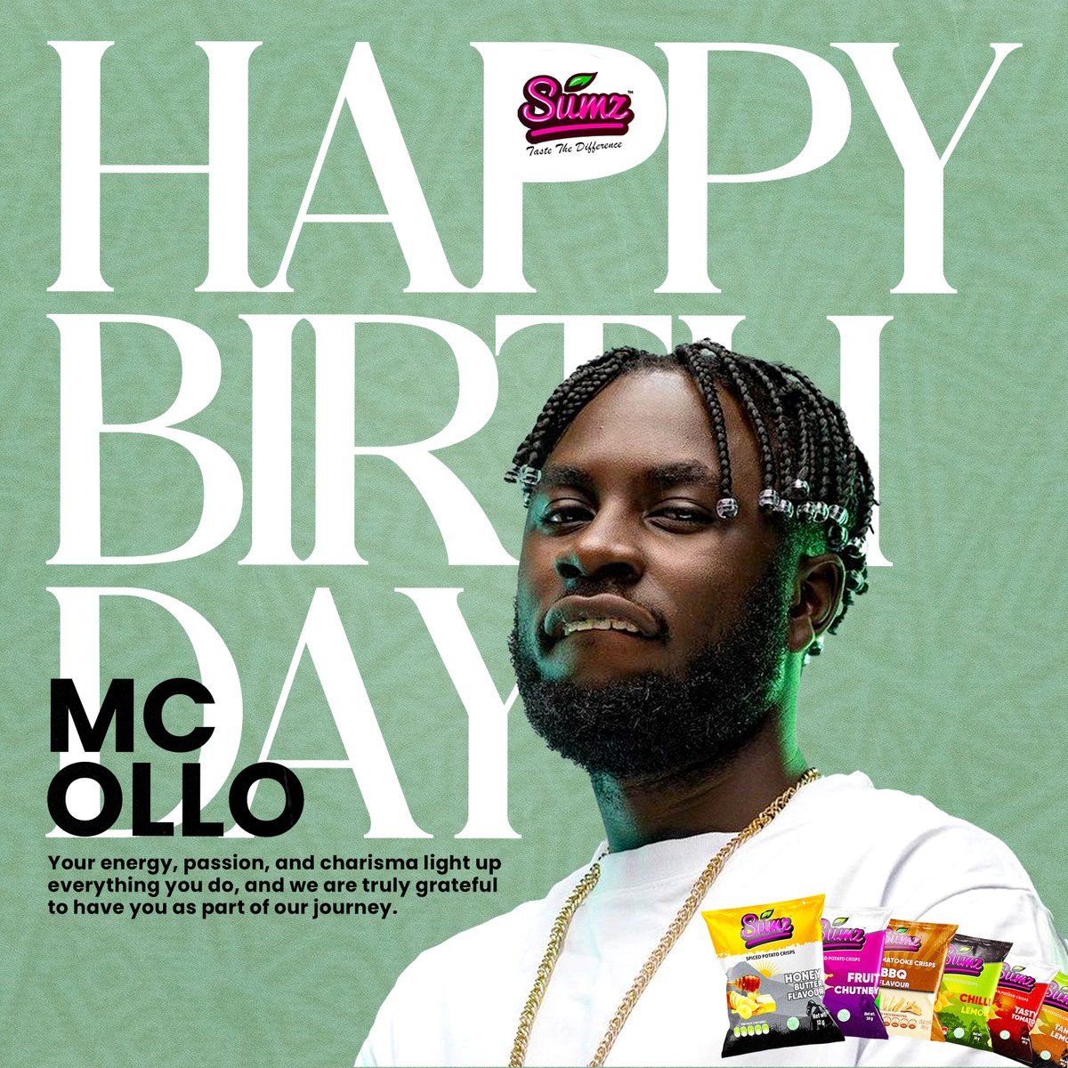 Happy Birthday, <a href="/LuoboyOllo/">MC Ollo</a> ! 

On this special day, the entire #SUMZsnacks family celebrates you—our amazing brand ambasador! Your energy, passion, and charisma light up everything you do, and we are truly grateful to have you as part of our journey.

May this year bring you