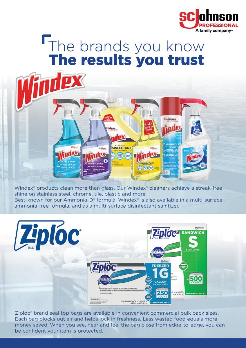 Ziploc® and Windex® from SC Johnson Professional® provide reliable everyday essentials. From bags for lasting freshness to versatile multi-surface cleaners for more than just glass - Richter Total Office is your #1 source for Ziploc® and Windex® products!

app.bombbomb.com/app/?module=em…