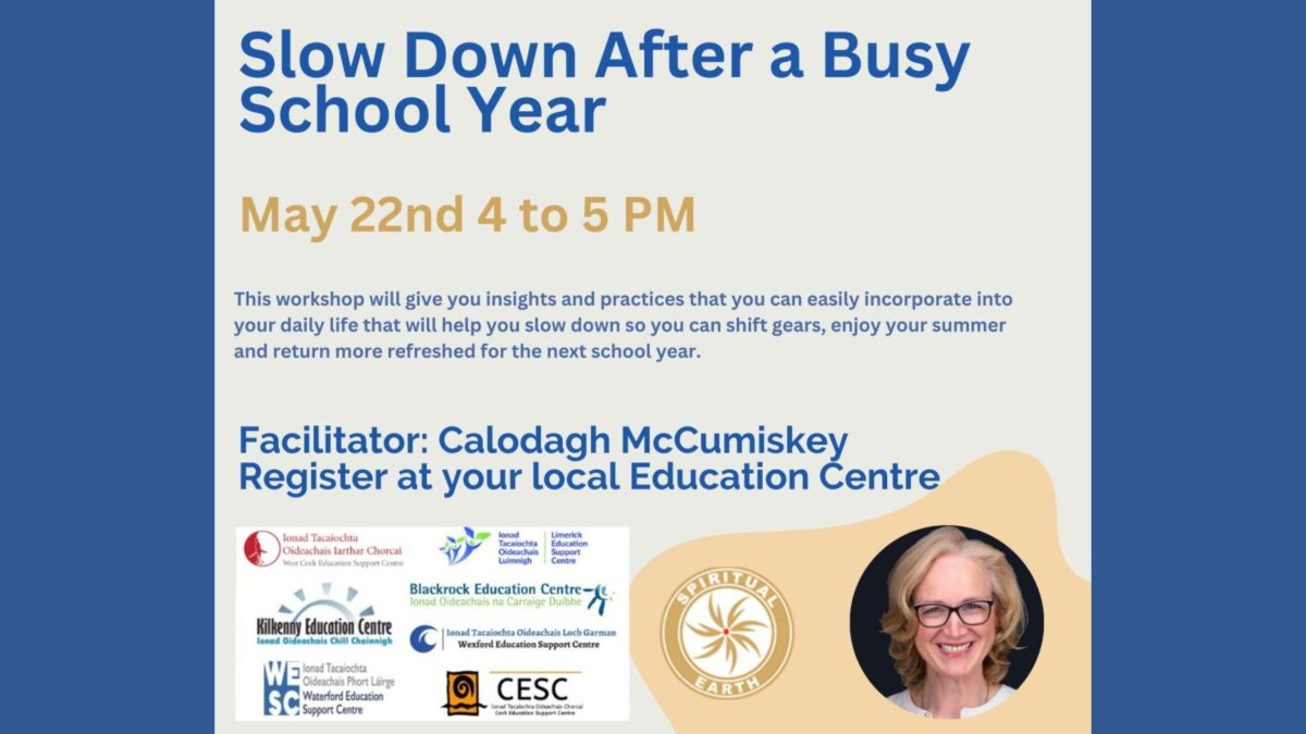 Calodagh McCumiskey - Wellbeing Specialist (@calodagh) on Twitter photo Look forward to delivering the 'Slow down after a busy school year' programme on May 22nd at 4 to 5pm in partnership with <a href="/WexfordEdCentre/">Wexford Education Support Centre</a> .
If you would like to sign up, you can do so at this link: zurl.co/k4Bi7 Look forward to delivering the 'Slow down after a busy school year' programme on May 22nd at 4 to 5pm in partnership with <a href="/WexfordEdCentre/">Wexford Education Support Centre</a> .
If you would like to sign up, you can do so at this link: zurl.co/k4Bi7