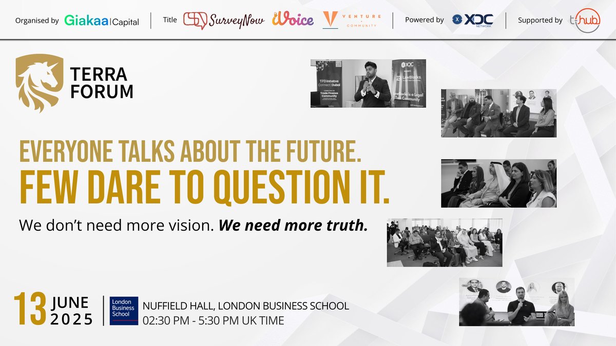 Terra forum (@terraf61936) on Twitter photo We’ve got the tools. So why are we still building systems that look like the old ones?
At Terra Forum, we don’t just talk about the future we question it.
What’s worth scaling?
What should we leave behind?
Where’s the real leverage?
June 13 | <a href="/LBS/">London Business School</a>
uk.events.theterraforum.com We’ve got the tools. So why are we still building systems that look like the old ones?
At Terra Forum, we don’t just talk about the future we question it.
What’s worth scaling?
What should we leave behind?
Where’s the real leverage?
June 13 | <a href="/LBS/">London Business School</a>
uk.events.theterraforum.com