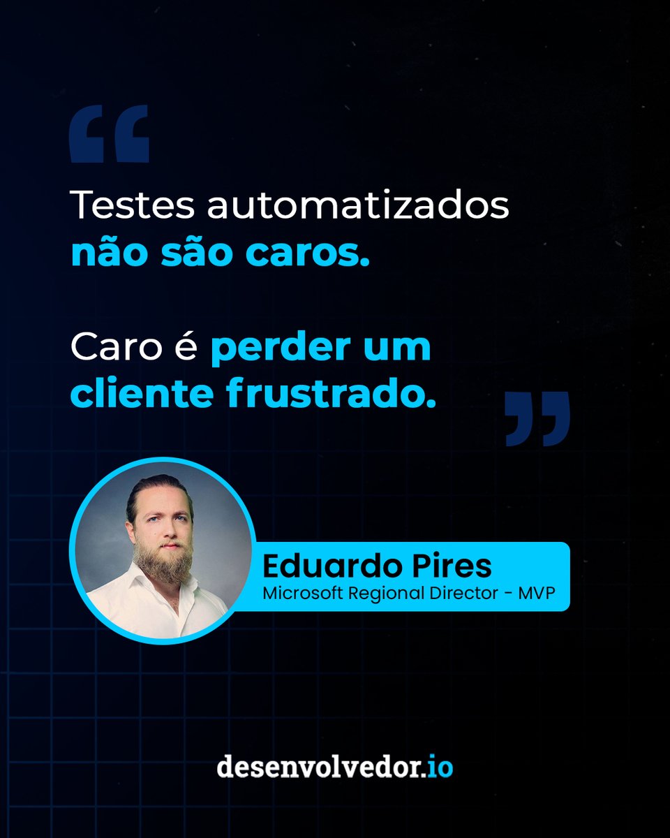 desenvolvedorio's tweet image. 💭 Já calculou o preço de um bug em produção?

#testesautomatizados #qualidadedesoftware #boaspraticas #desenvolvedorio