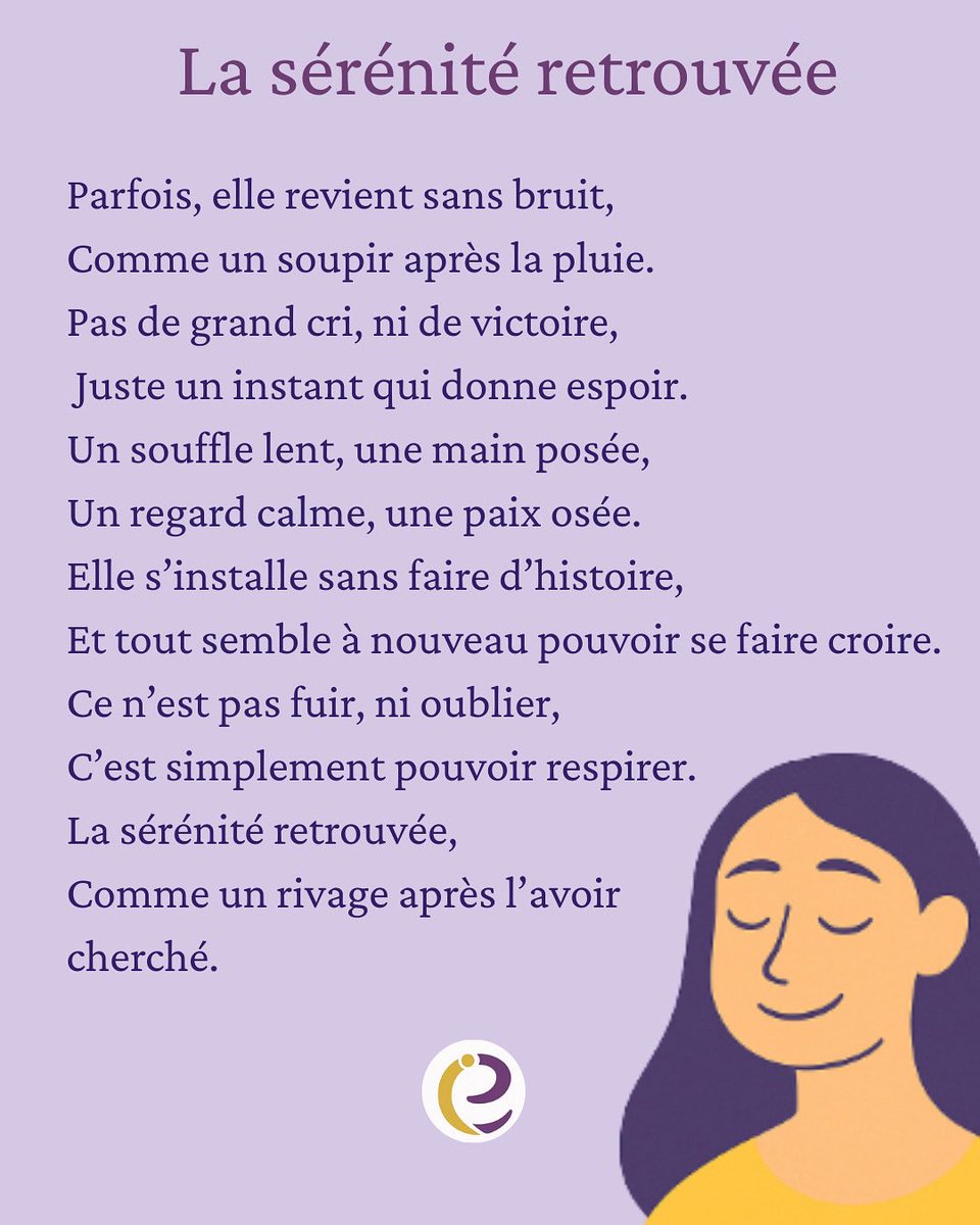 La sérénité retrouvée,
ce n’est pas fuir.
Ce n’est pas oublier.
C’est simplement…
pouvoir respirer à nouveau.

Un rivage intérieur,
qu’on croyait perdu.

#poesie #émotions #slowlife #introspection #emovibes #bienêtre #intelligenceemotionnelle