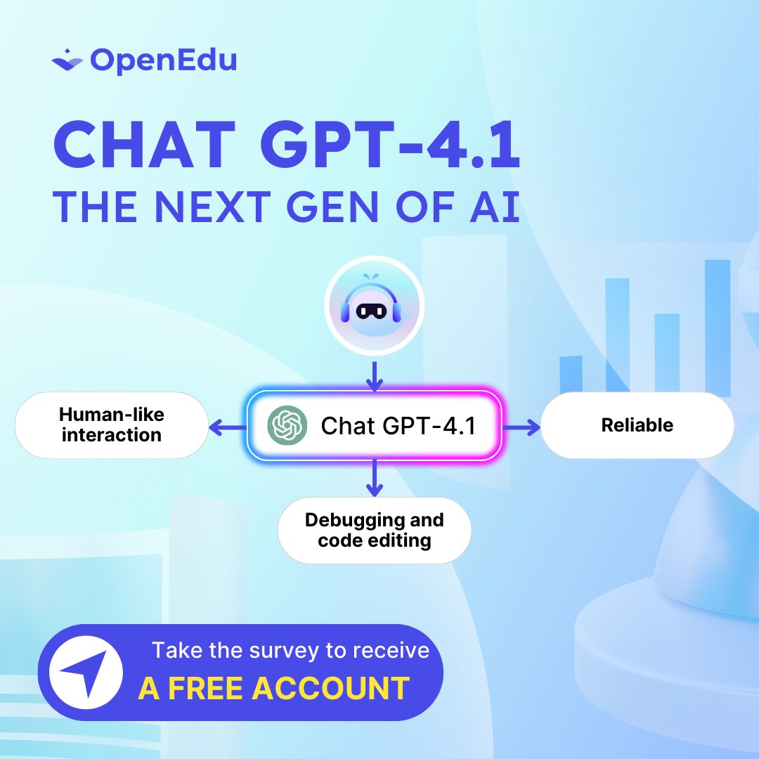 OpenEdu_HQ's tweet image. Just integrated GPT-4.1 into our AI OpenEdu. Smarter AI. Smoother learning.
Here’s what’s different – and better – for learners building with code, writing, or doing research:
🎯 Feels more like talking to a teammate than a bot – it actually gets your context
🎯 Clean code…