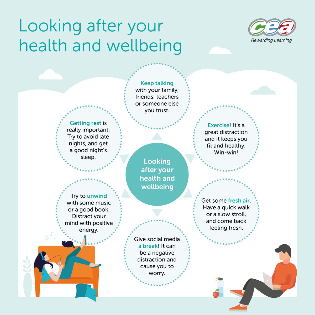📚 🧠 Students, as you prepare for your exams, looking after your health and wellbeing is so important. There are many ways to do this and remember, everyone is different. Here are some ideas to get you started. 

#Exams25