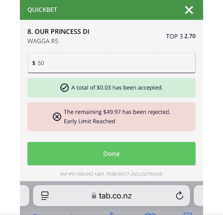 ellesmere73's tweet photo. @Ethan_NZTv I have a relative in NZ who tried to place this bet. Is this par for the course? https://t.co/2jZUyhONzq