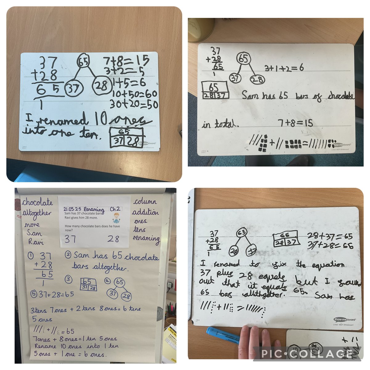 FPS_2_Hedgehogs's tweet photo. In maths we have been learning about column addition with renaming. I am so impressed with the methods that have been used to solve our explore problem today! #fpswmaths https://t.co/k6DwV9Zz69