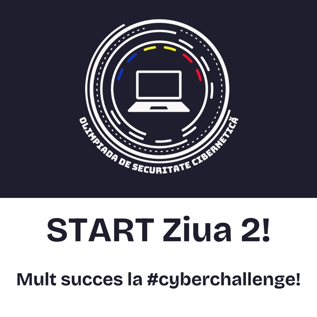 💻🔐 A început oficial ziua 2 a fazei naționale #OSC2025!

💡 Concurenții calificați la proba de baraj au început deja competiția.

🟢 Mult succes la #cyberchallenge!

#OSC2025 #cyber #challenge #CyberSecurity #Education