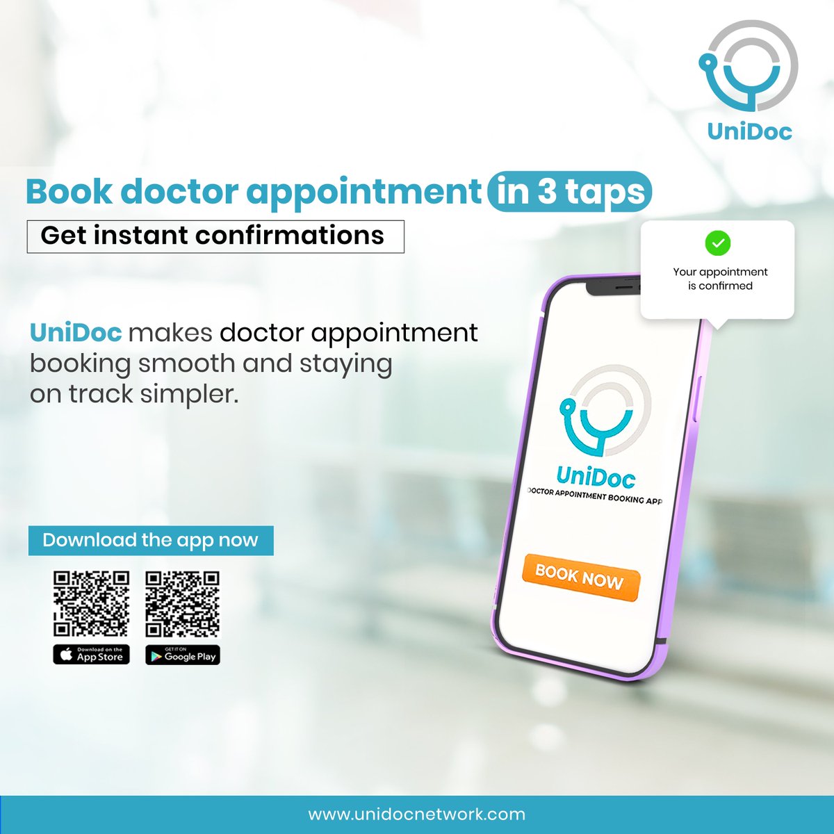 unidocnetwork's tweet image. No queues. No confusion.
UniDoc confirms your doctor appointments instantly — in just 3 taps.

#UniDocSolutions #BookDoctorsFast #InstantCare #HealthWithoutHassle #UAEHealthApp #SmartAppointments