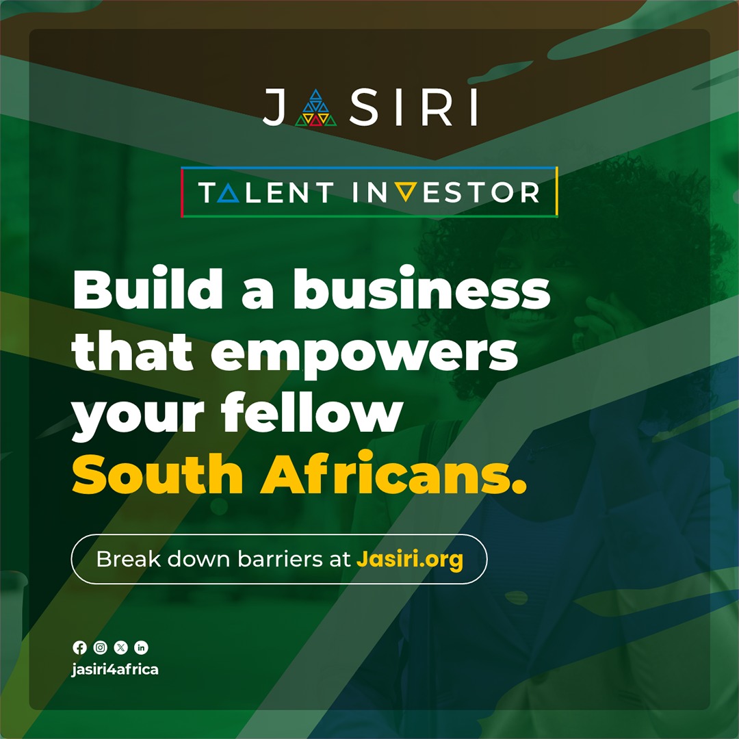 Jasiri, part of Allan &amp; Gill Gray Philanthropies, supports entrepreneurs and early-stage startups that benefit society. 

In South Africa, entrepreneurship is key to creating jobs, but entrepreneurs often encounter unique challenges. The Jasiri Talent Investor programme is