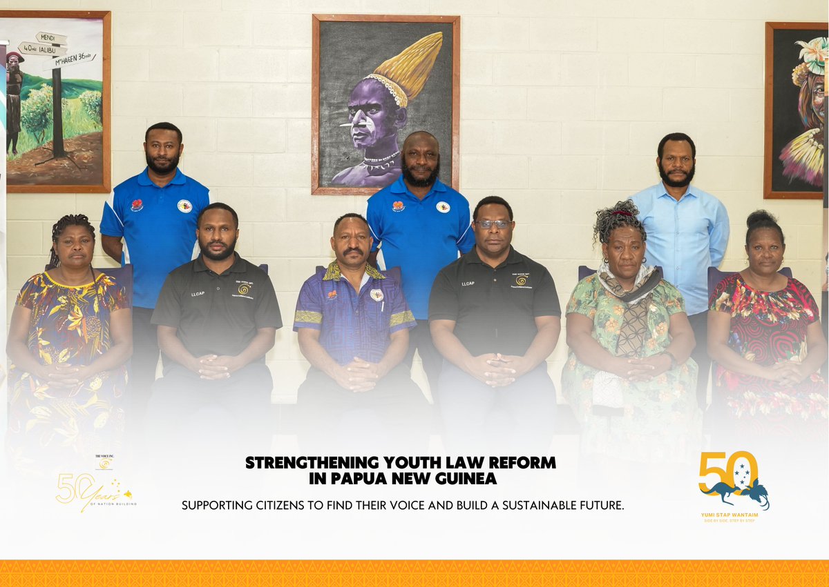TheVoiceIncPNG's tweet photo. Over the weekend, The Voice Inc. was honoured to participate in a critical three-day workshop in Port Moresby between the National Youth Development Authority (NYDA) and the Constitutional Law Reform Commission (CLRC).
#TVI #YouthReform #NYDAAct #YDCModel #LLCAP #PDIA #CLRC https://t.co/qPw3WXSVk3
