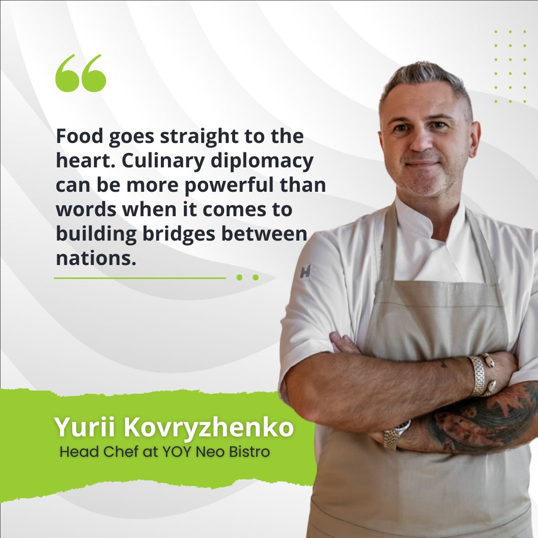 An inspiring quote from Yurii Kovryzhenko about the power of food as a universal language:

Tune in to an inspiring podcast, coming to you at 12:00 noon Today!