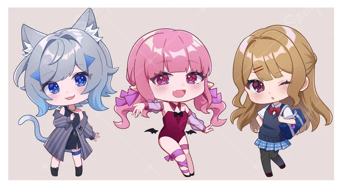 依頼ページ作る用にオリキャラでポートフォリオ作り中 久しぶりにミニキャラ描くと楽しい