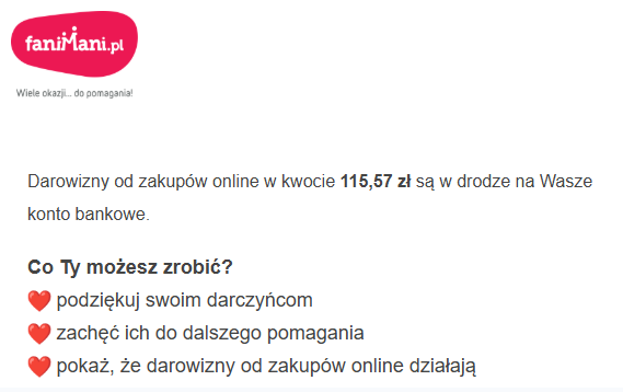SiecObywatelska's tweet photo. Dziękujemy i zachęcamy do korzystania z @FaniMani_PL przy robieniu zakupów online ;) https://t.co/zz05dYrfvU