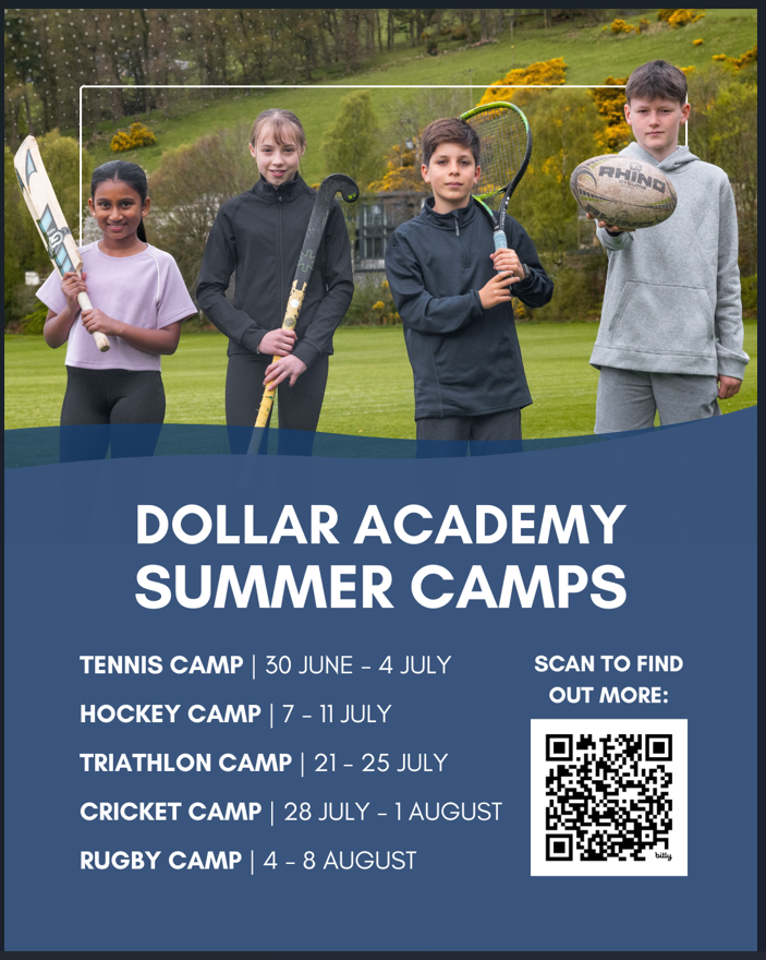 Please see attached, information about Summer Camps at Dollar Academy, for children aged 8 and above.