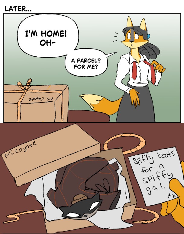 BeeBeeRock's tweet image. A little comic I did a while ago about Tennessee getting Morgan a gift. 🤭
#slycooper #sly4